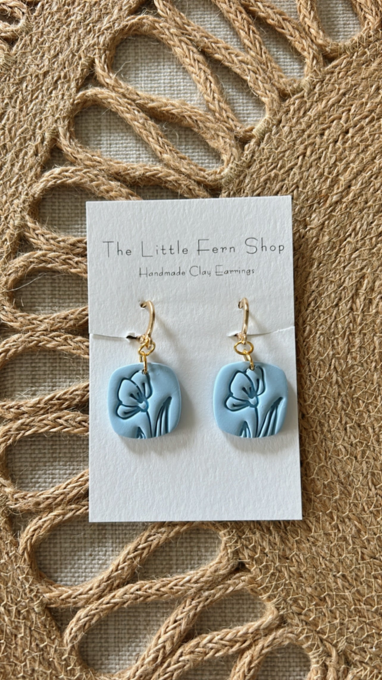 Blue Peony Huggie Hoops