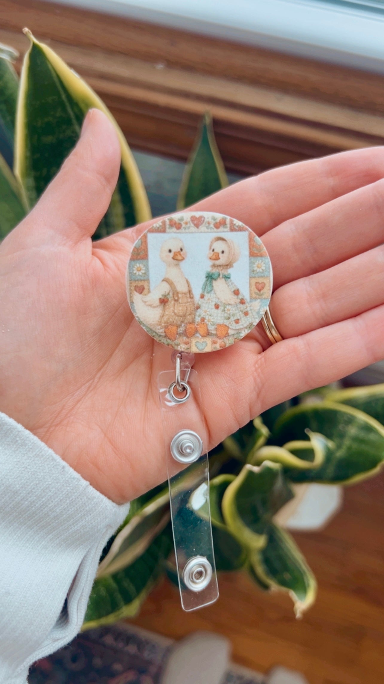 Patchwork Goose Badge Reel