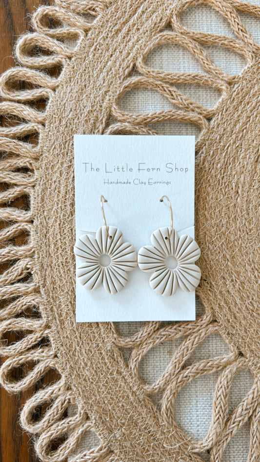 Cream Flower Hoops