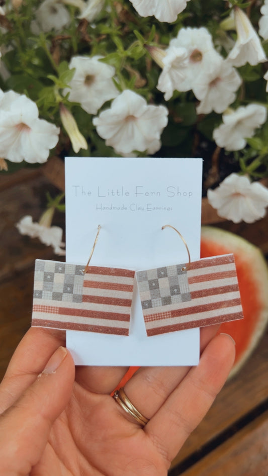 Quilted American Flag Earrings