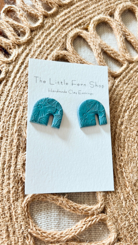 Blue Floral Studs