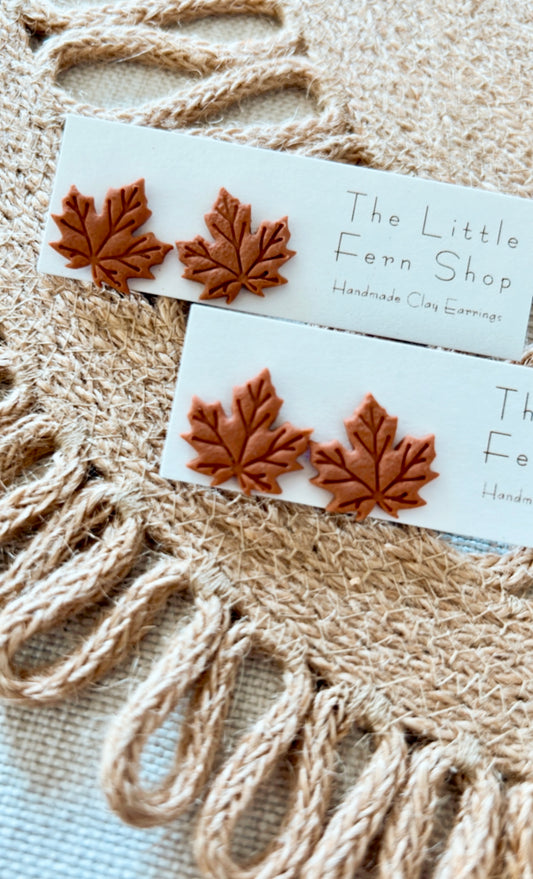 Terra Cotta Leaf Studs