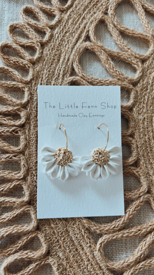 Textured Daisy Hoops