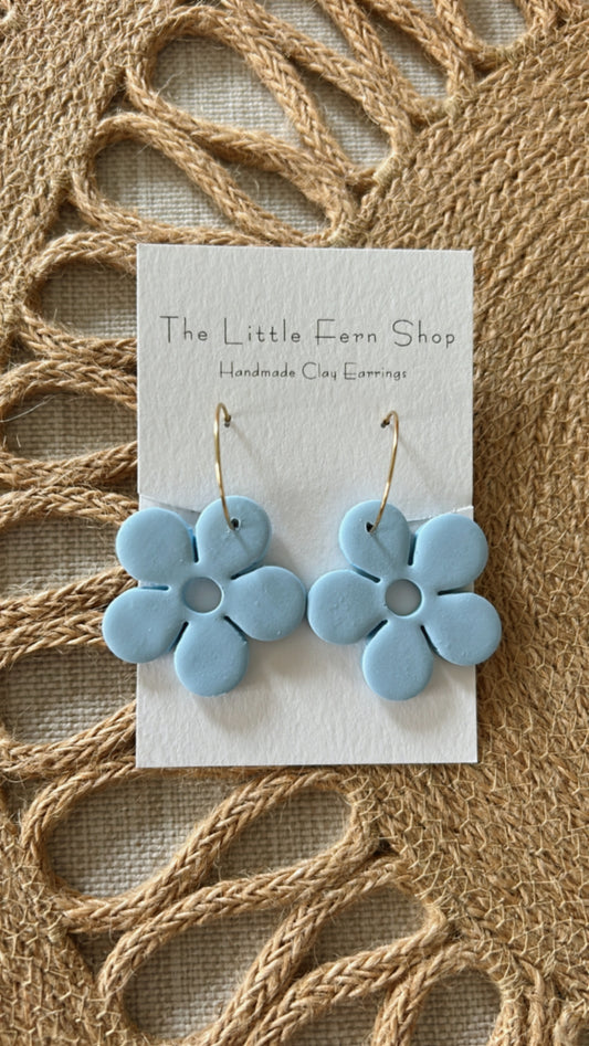 Soft blue flower hoops