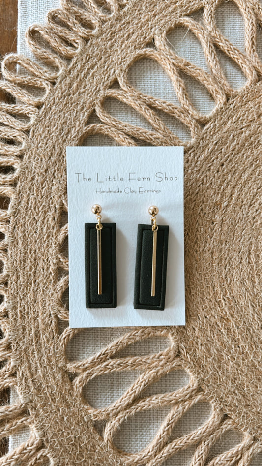 Textured black and gold dangles
