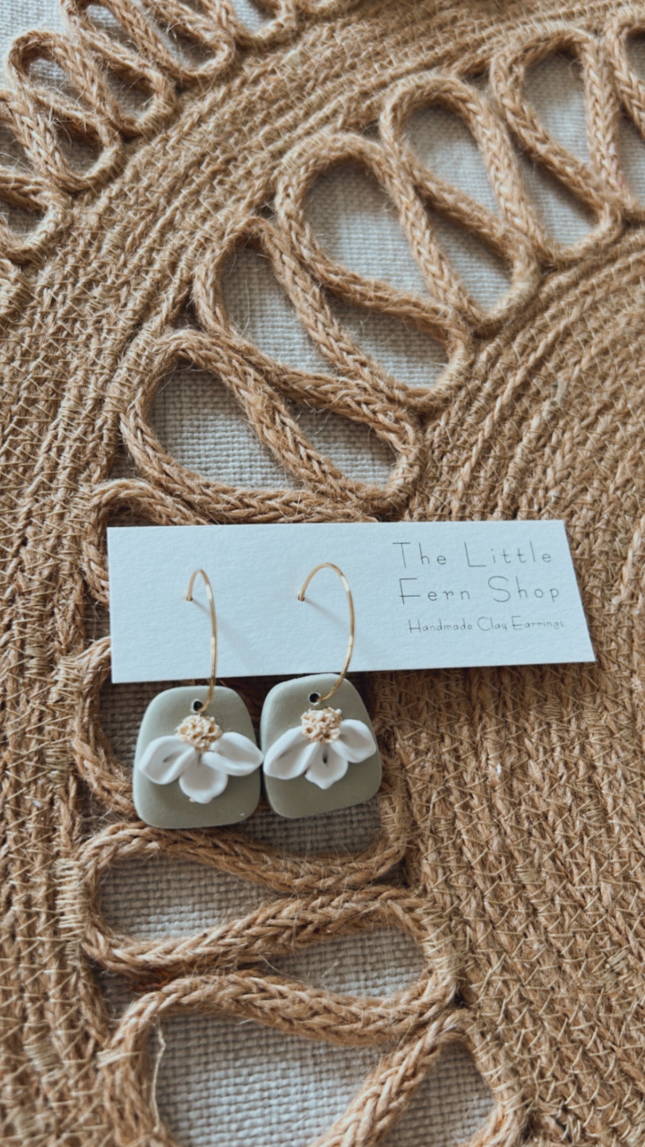 Soft Sage Daisy Hoops