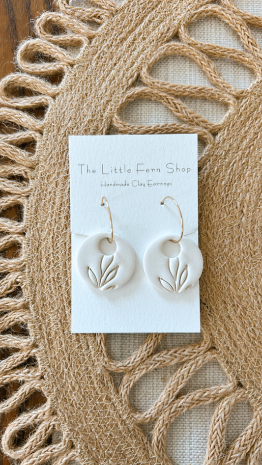 White Fern Bridal Hoops