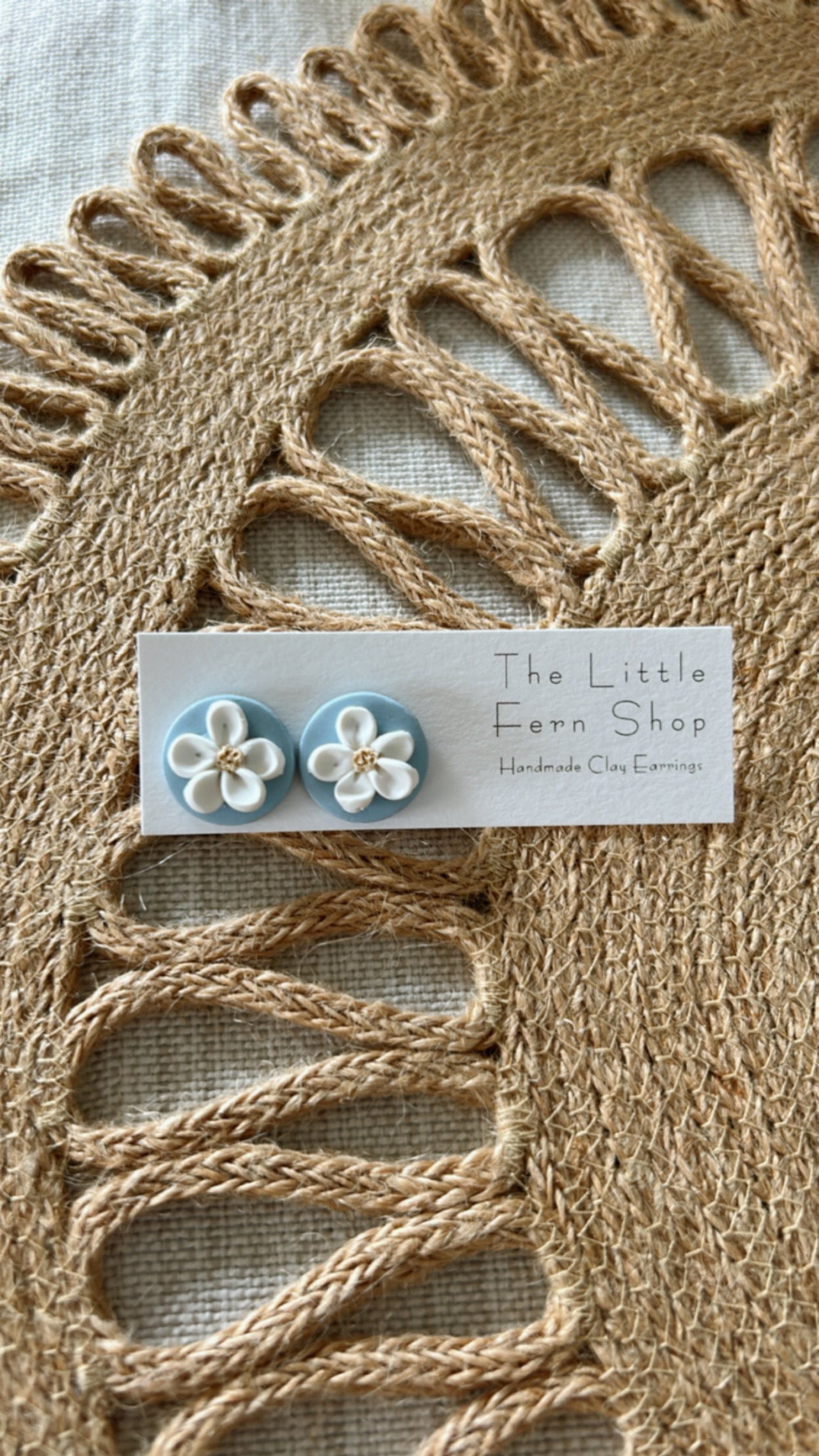 Blue Circle Floral Studs