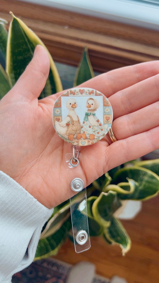Patchwork Goose Badge Reel