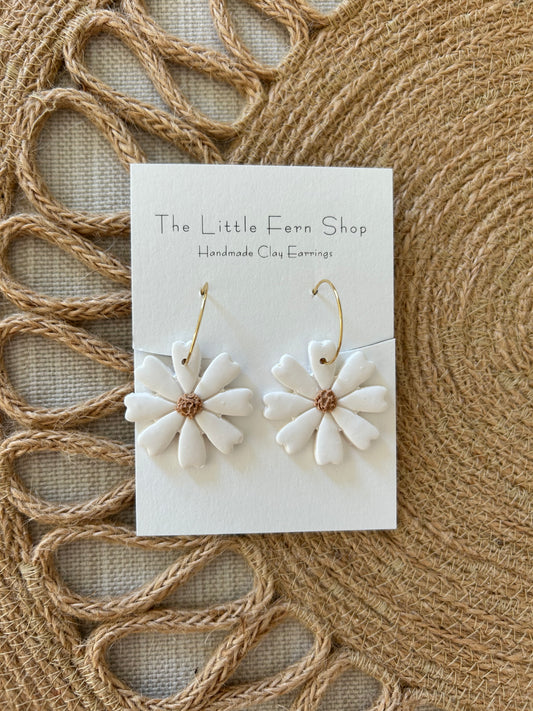 Cream Daisy Hoops